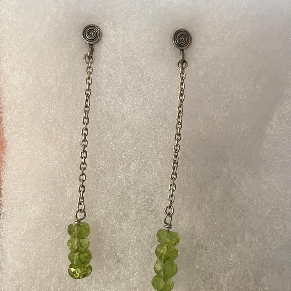 Sterling Silver Peridot Dangle Earrings